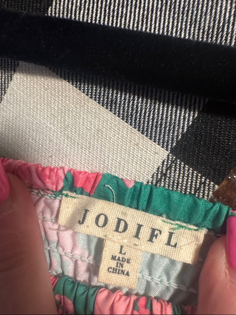 JODIFL Green & Pink Floral Smocked Square-Neck Peplum Top - Picture 2 of 3